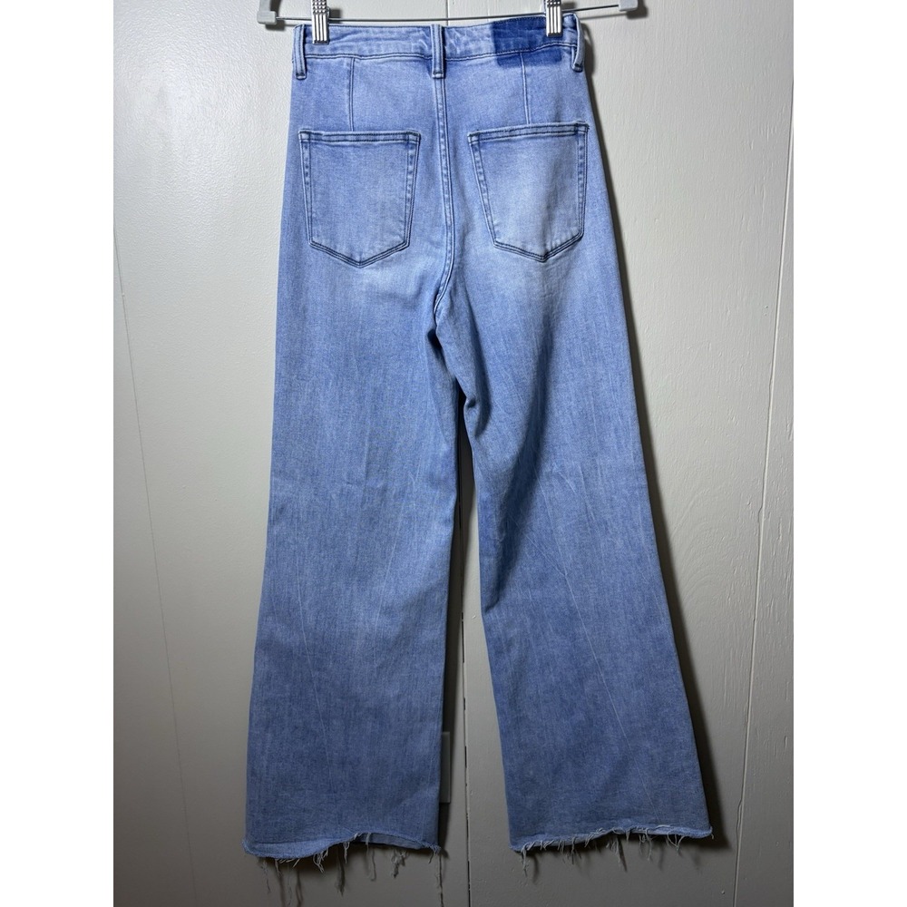Bayeas High Rise Wide Leg Jeans Size 25 Light Wash Raw Hem Y2K Coastal Cowgirl - Picture 5 of 5